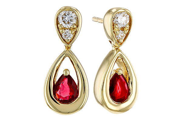 A320-84952: EARRINGS .40 RUBY .52 TGW (4x3 RUBY)