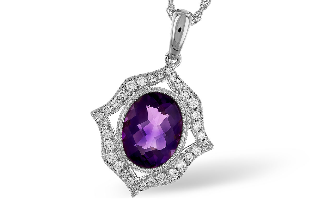 H319-97706: NECKLACE 1.52 AMETHYST 1.70 TGW (9x7 MM AMY)